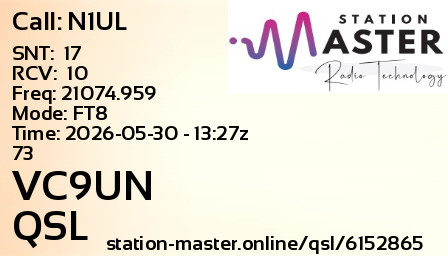 QSL Card for VC9UN QSO with N1UL