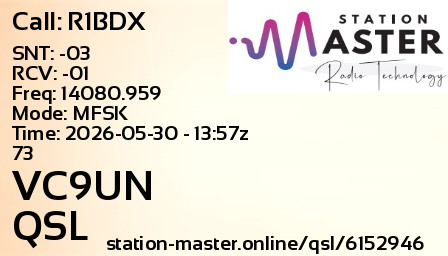 QSL Card for VC9UN QSO with R1BDX