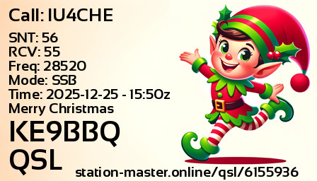 QSL Card for KE9BBQ QSO with IU4CHE