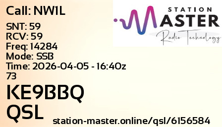 QSL Card for KE9BBQ QSO with NW1L