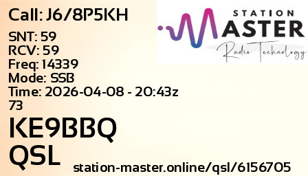 QSL Card for KE9BBQ QSO with J6/8P5KH