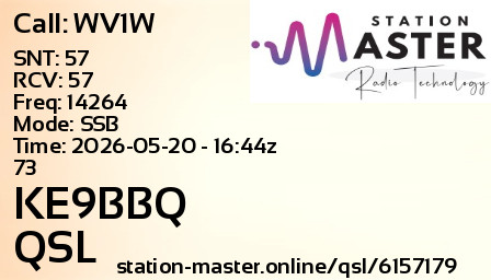 QSL Card for KE9BBQ QSO with WV1W