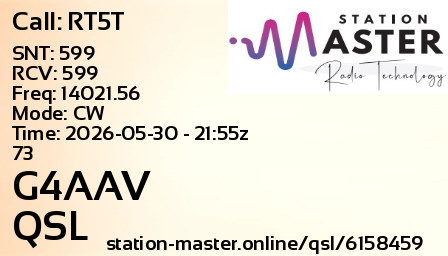 QSL Card for G4AAV QSO with RT5T