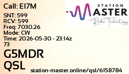 QSL Card for G5MDR QSO with EI7M
