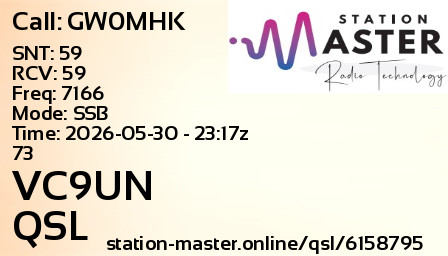 QSL Card for VC9UN QSO with GW0MHK