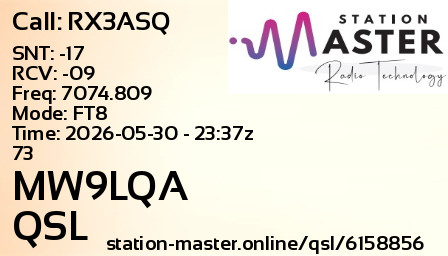 QSL Card for MW9LQA QSO with RX3ASQ