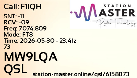 QSL Card for MW9LQA QSO with F1IQH