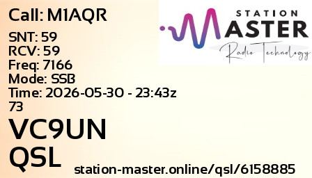 QSL Card for VC9UN QSO with M1AQR