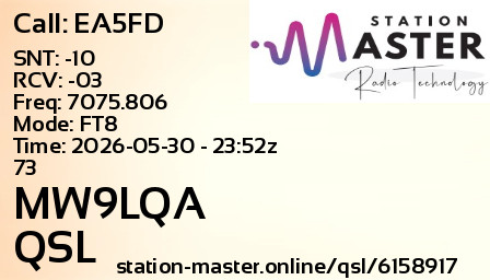 QSL Card for MW9LQA QSO with EA5FD