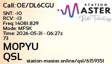 QSL Card for M0PYU QSO with OE/DL6CGU