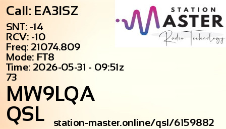 QSL Card for MW9LQA QSO with EA3ISZ