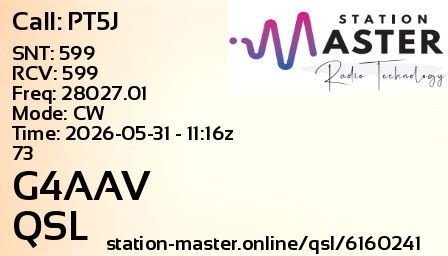 QSL Card for G4AAV QSO with PT5J