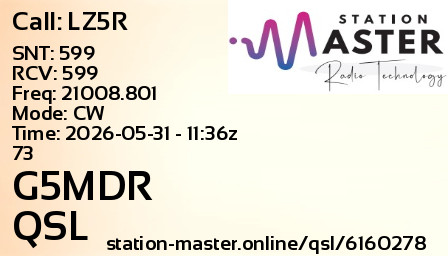 QSL Card for G5MDR QSO with LZ5R