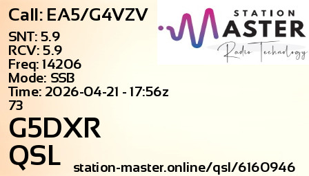 QSL Card for G5DXR QSO with EA5/G4VZV