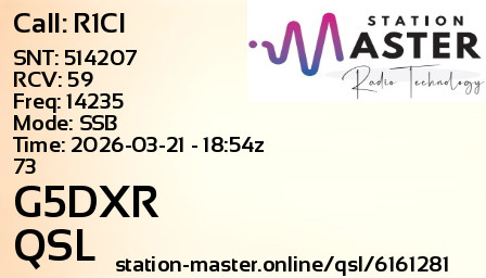 QSL Card for G5DXR QSO with R1CI