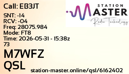 QSL Card for M7WFZ QSO with EB3JT