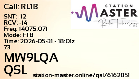 QSL Card for MW9LQA QSO with RL1B