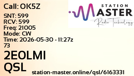 QSL Card for 2E0LMI QSO with OK5Z
