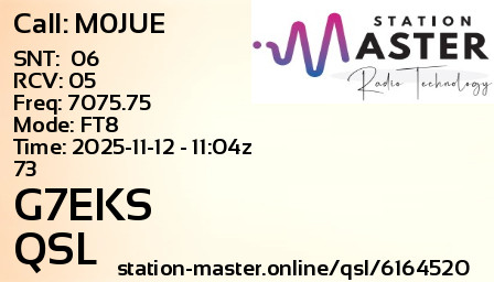 QSL Card for G7EKS QSO with M0JUE