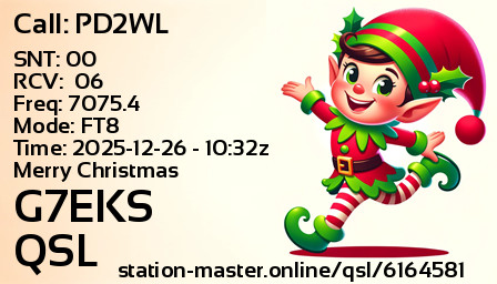QSL Card for G7EKS QSO with PD2WL