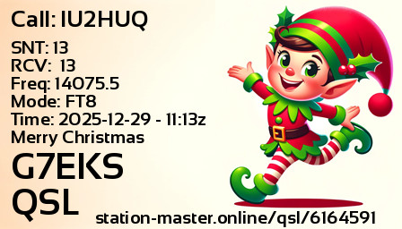 QSL Card for G7EKS QSO with IU2HUQ