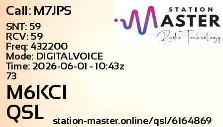 QSL Card for M6KCI QSO with M7JPS