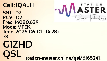 QSL Card for G1ZHD QSO with IQ4LH
