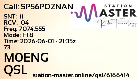 QSL Card for M0ENG QSO with SP56POZNAN