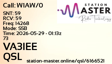 QSL Card for VA3IEE QSO with W1AW/0