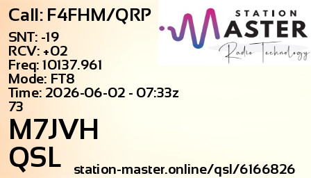 QSL Card for M7JVH QSO with F4FHM/QRP