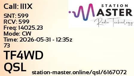 QSL Card for TF4WD QSO with II1X