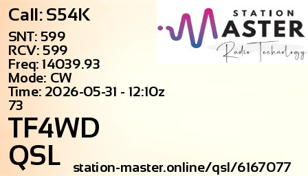 QSL Card for TF4WD QSO with S54K