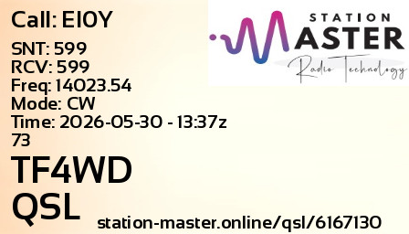 QSL Card for TF4WD QSO with EI0Y
