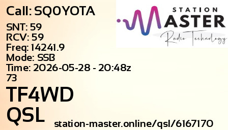 QSL Card for TF4WD QSO with SQ0YOTA