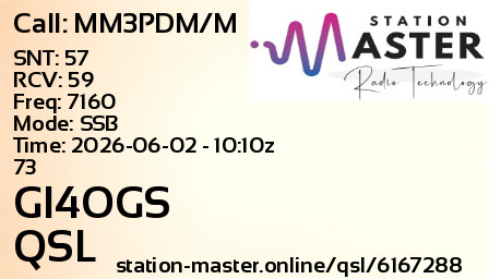 QSL Card for GI4OGS QSO with MM3PDM/M
