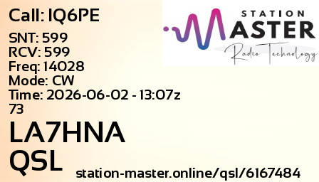 QSL Card for LA7HNA QSO with IQ6PE