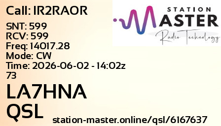 QSL Card for LA7HNA QSO with IR2RAOR