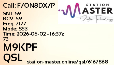 QSL Card for M9KPF QSO with F/ON8DX/P