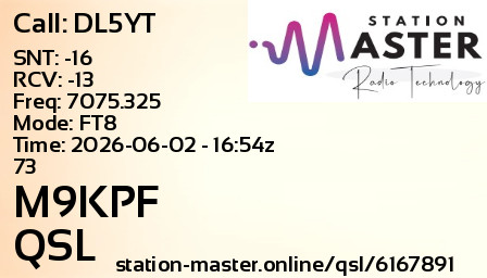 QSL Card for M9KPF QSO with DL5YT