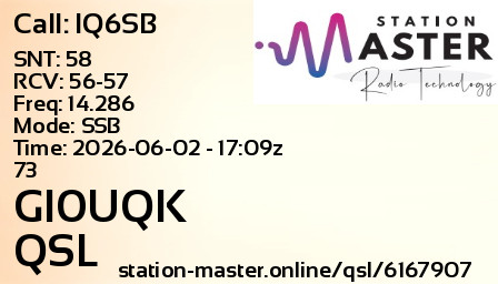 QSL Card for GI0UQK QSO with IQ6SB