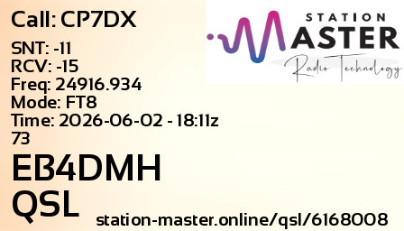 QSL Card for EB4DMH QSO with CP7DX
