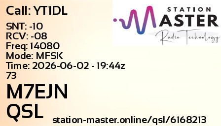QSL Card for M7EJN QSO with YT1DL