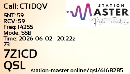 QSL Card for 7Z1CD QSO with CT1DQV