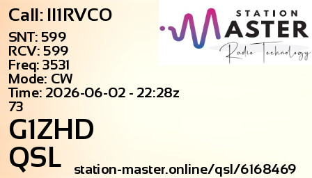 QSL Card for G1ZHD QSO with II1RVCO
