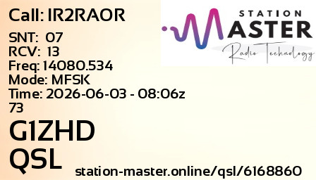 QSL Card for G1ZHD QSO with IR2RAOR