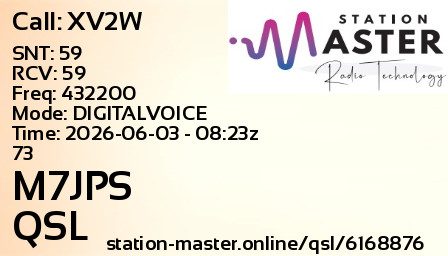 QSL Card for M7JPS QSO with XV2W
