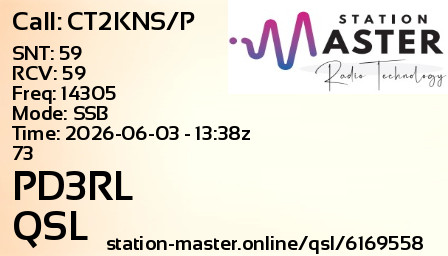 QSL Card for PD3RL QSO with CT2KNS/P