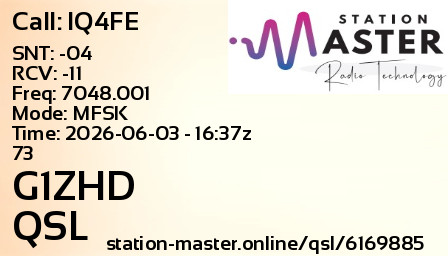 QSL Card for G1ZHD QSO with IQ4FE