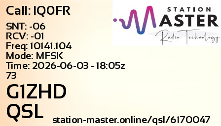 QSL Card for G1ZHD QSO with IQ0FR