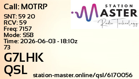 QSL Card for G7LHK QSO with M0TRP